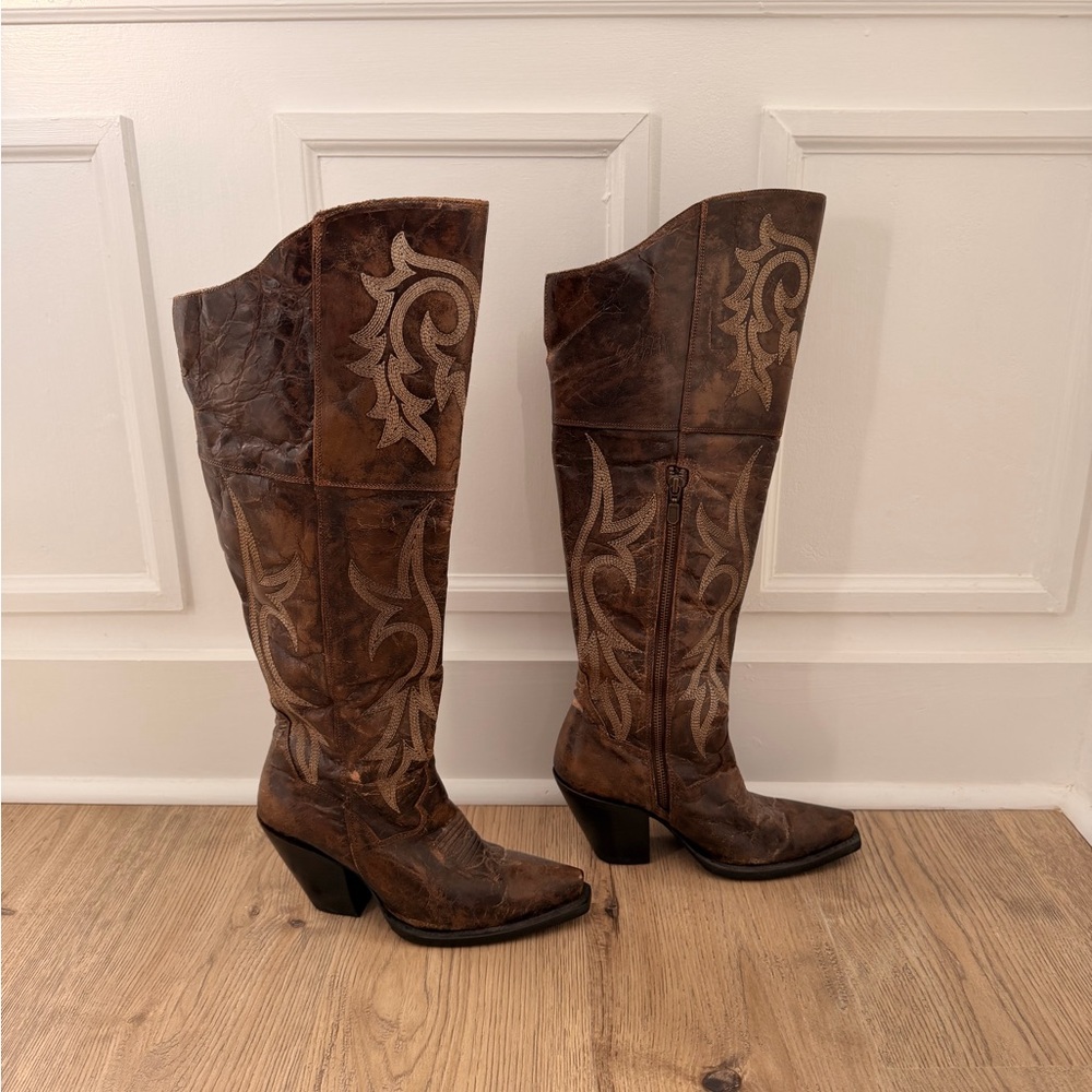 Dan Post Jilted Brown Over the Knee Cowboy Boots